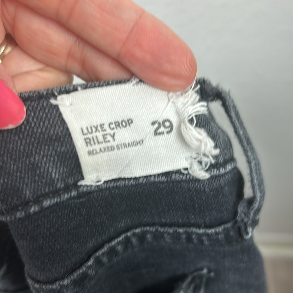 Hudson Luxe Crop Riley Relaxed color virt Straight Black Jeans 29 - Picture 7 of 9